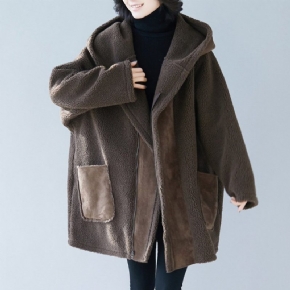 Manteau D'hiver À Capuche Grande Taille En Cachemire D'agneau