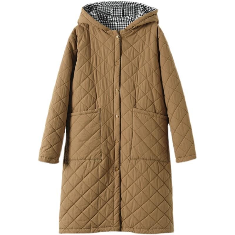 Manteau D'hiver Décontracté À Capuche Matelassé À Simple Boutonnage