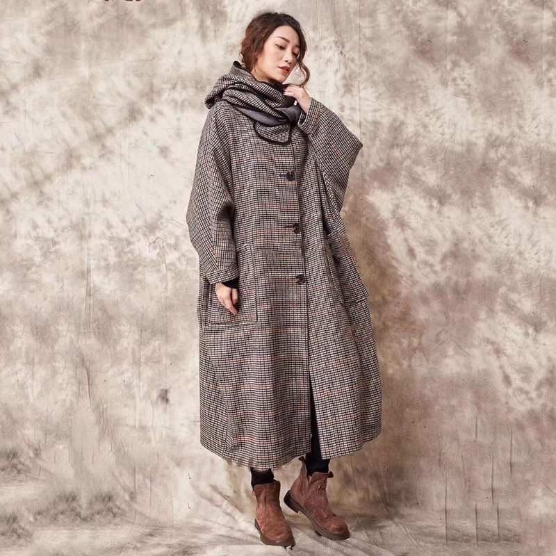 Manteau D'hiver Grande Taille À Capuche En Laine