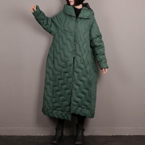 Manteau D'hiver Long Et Épais À Capuche Asymétrique