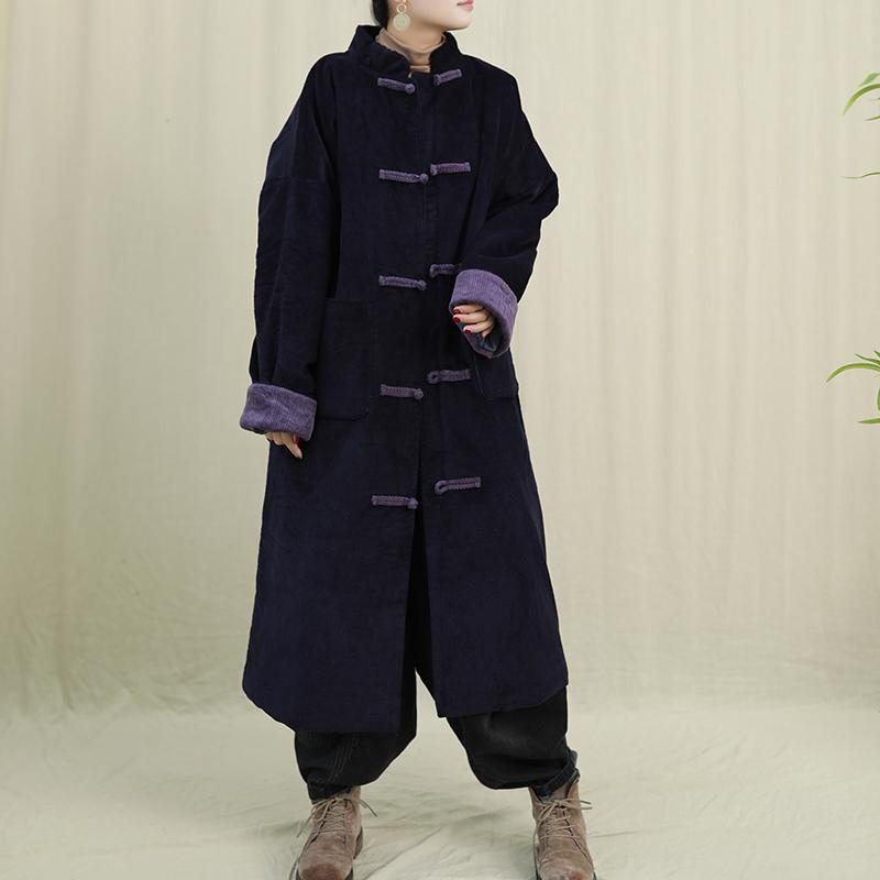 Manteau D'hiver En Velours Côtelé De Style Rétro Chinois