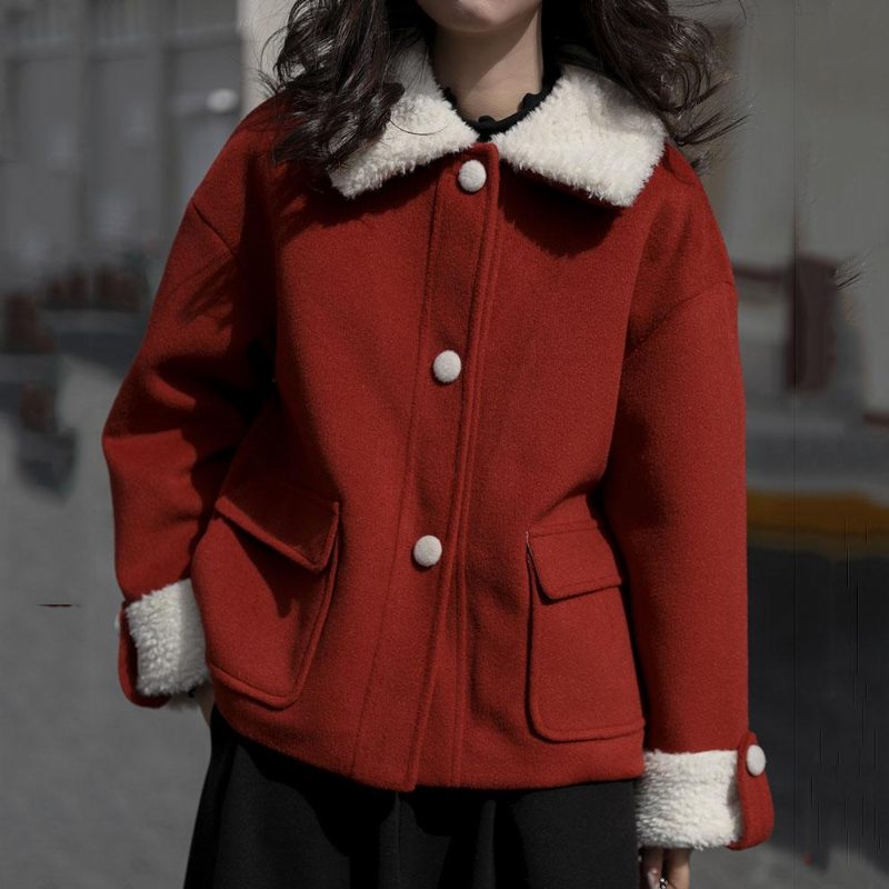 Manteau En Laine Rouge Vintage