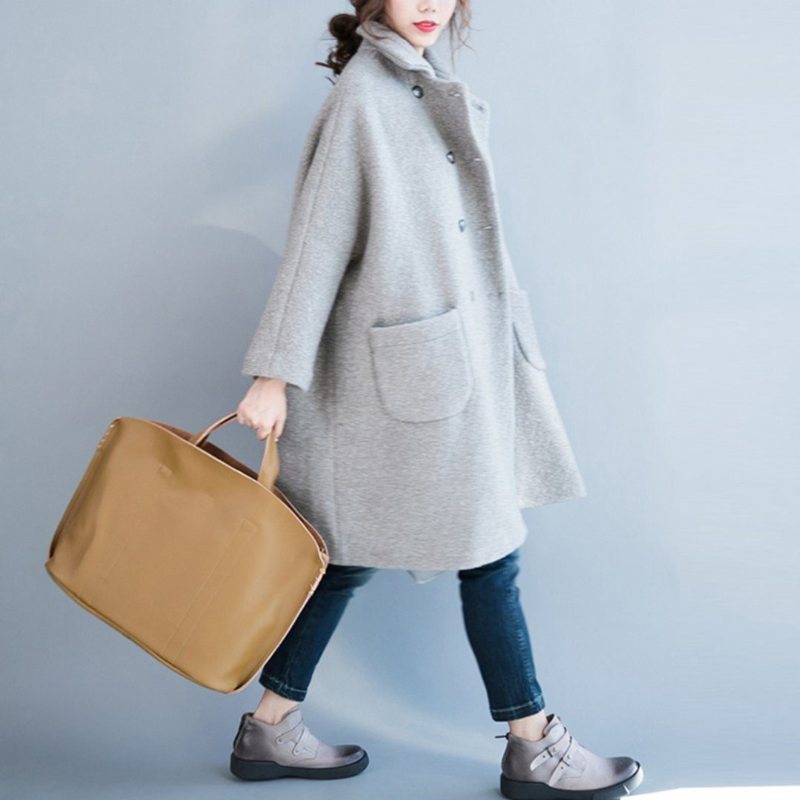 Manteau En Laine Simple Et Ample Pour L'hiver