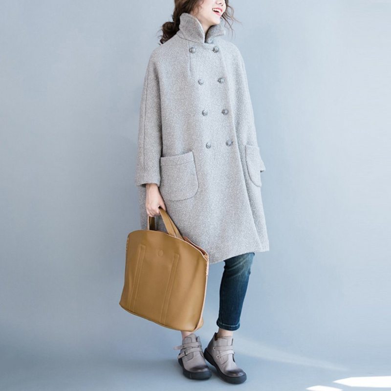 Manteau En Laine Simple Et Ample Pour L'hiver