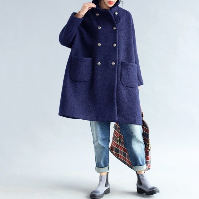 Manteau En Laine Simple Et Ample Pour L'hiver