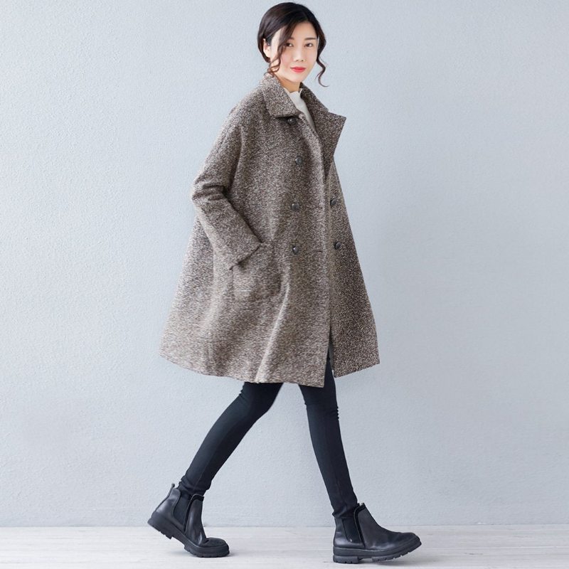 Manteau En Laine Simple Et Ample Pour L'hiver