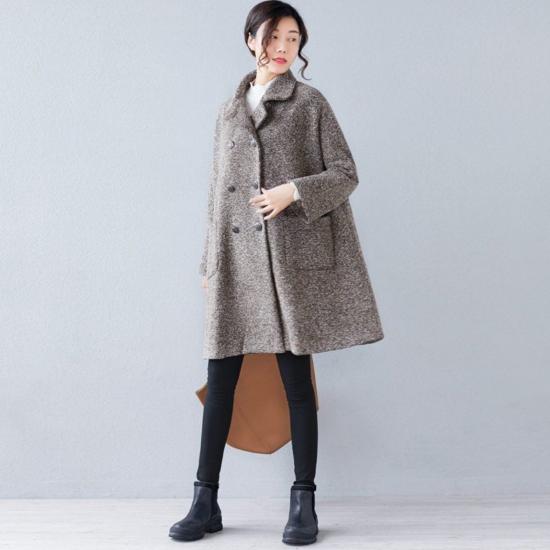 Manteau En Laine Simple Et Ample Pour L'hiver