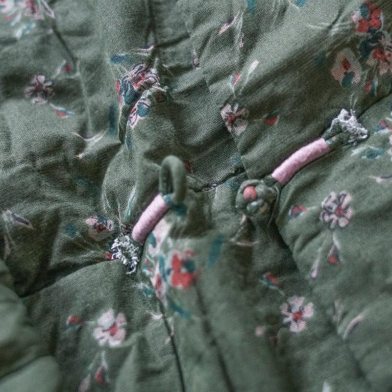 Manteau Matelassé En Coton À Un Bouton À Fleurs Rétro D'hiver