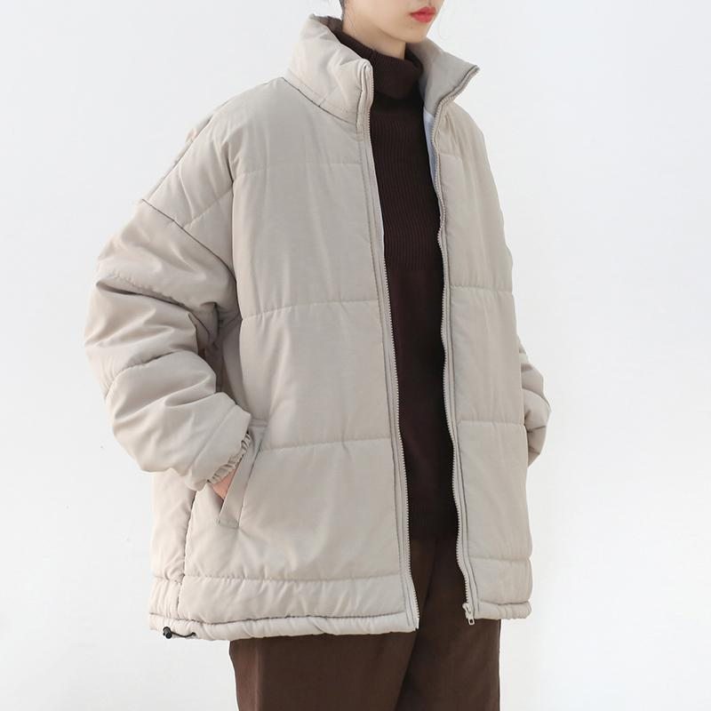 Manteau Rembourré En Coton Lâche De Couleur Unie D'hiver