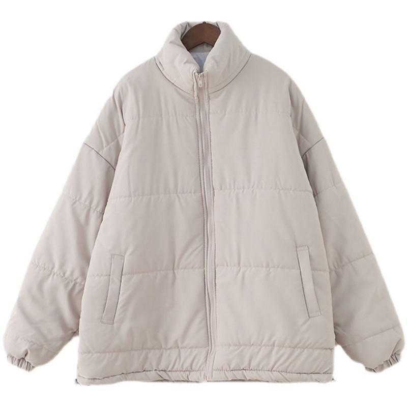 Manteau Rembourré En Coton Lâche De Couleur Unie D'hiver