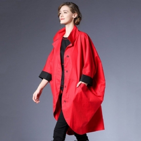 Printemps Automne Lâche Coupe-vent Manteau Décontracté Femmes