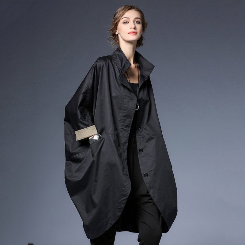 Printemps Automne Lâche Coupe-vent Manteau Décontracté Femmes