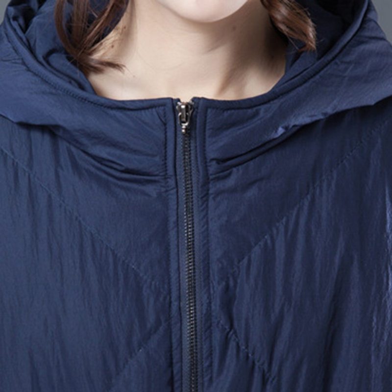 Rhombus Couture Solid Hooded Winter Down Coat