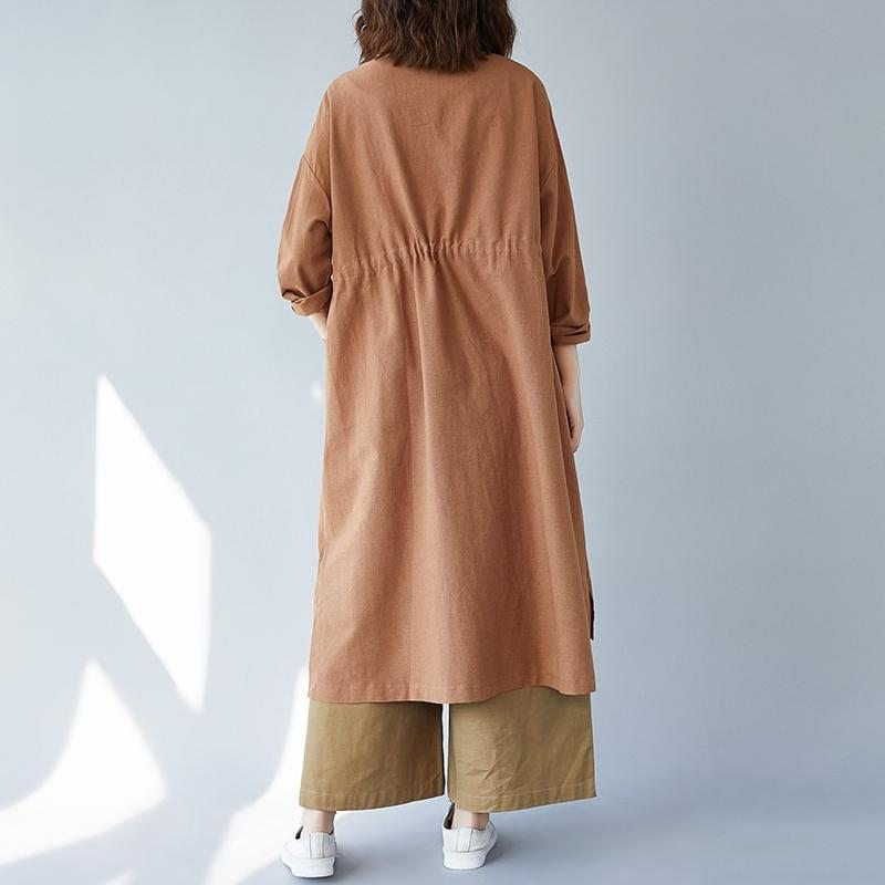 Trench Coat Long Coton Et Lin Automne