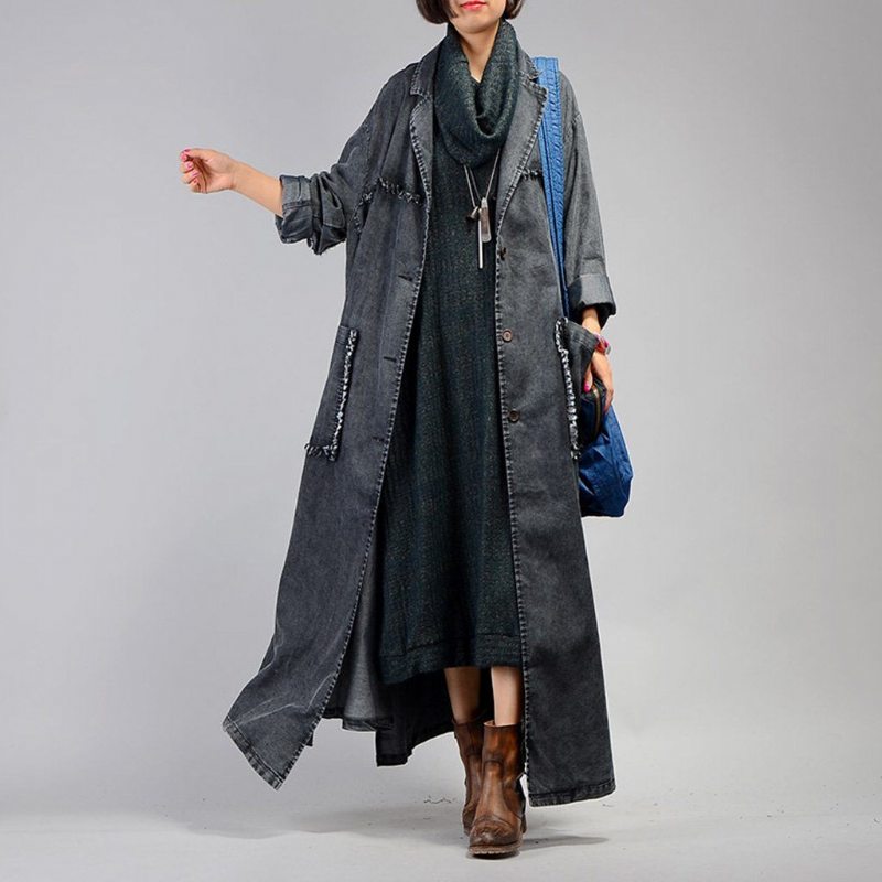 Trench Long En Denim Irrégulier