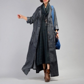 Trench Long En Denim Irrégulier