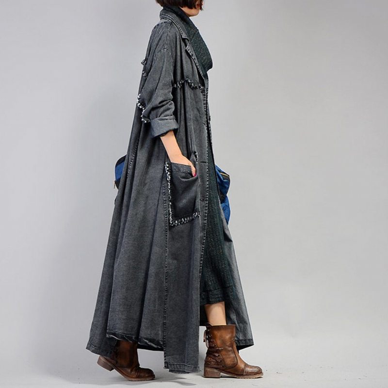 Trench Long En Denim Irrégulier