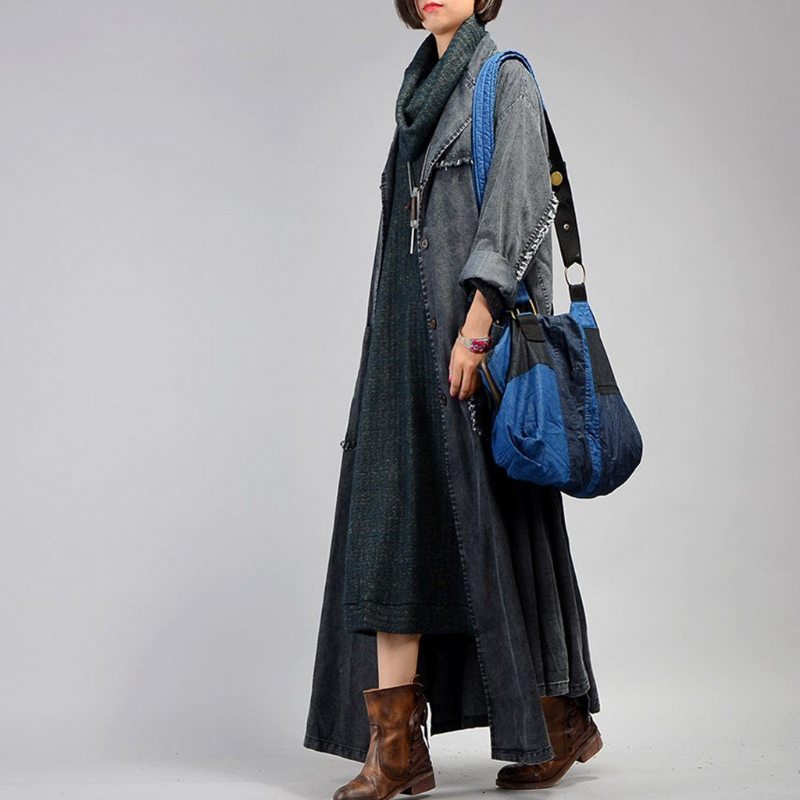 Trench Long En Denim Irrégulier