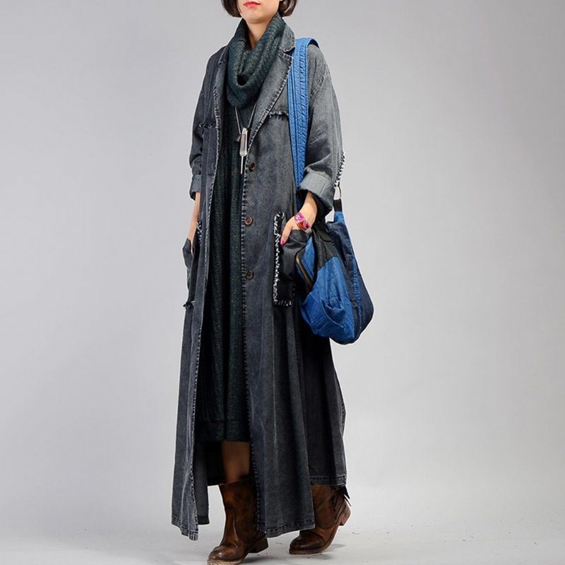 Trench Long En Denim Irrégulier