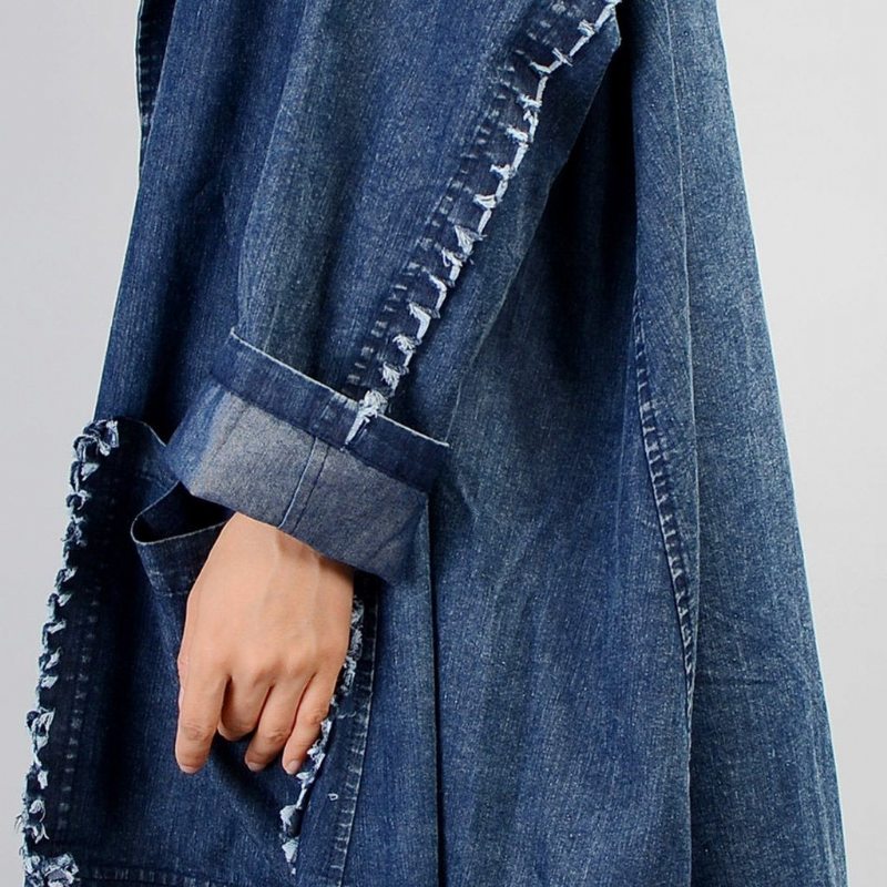 Trench Long En Denim Irrégulier