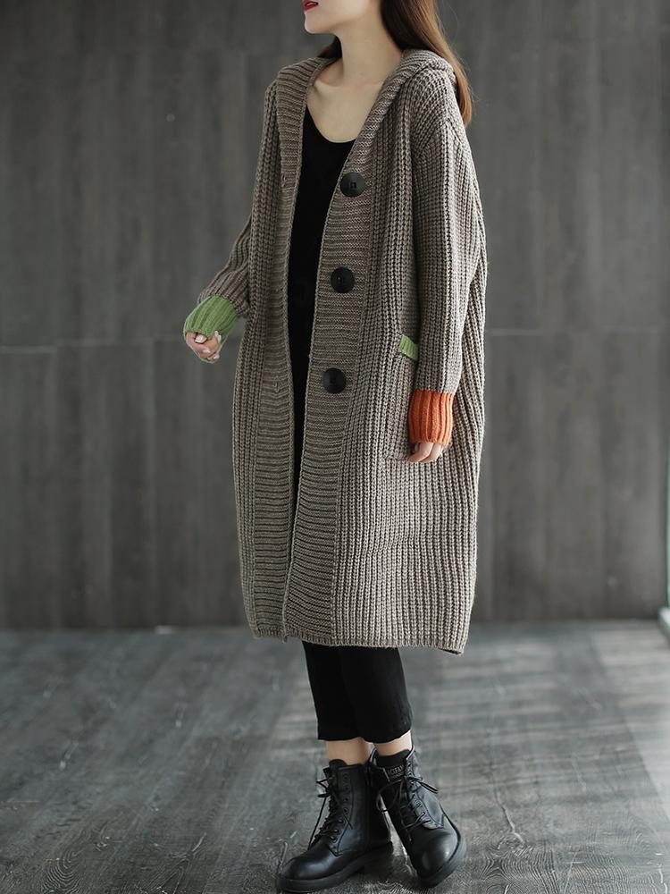 Veste Cardigan À Capuche Ample Grande Taille Automne