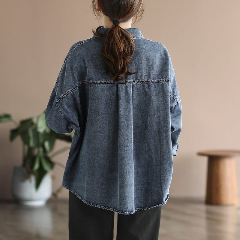 Veste En Jean Ample En Coton Rétro Grande Taille Pour Femme