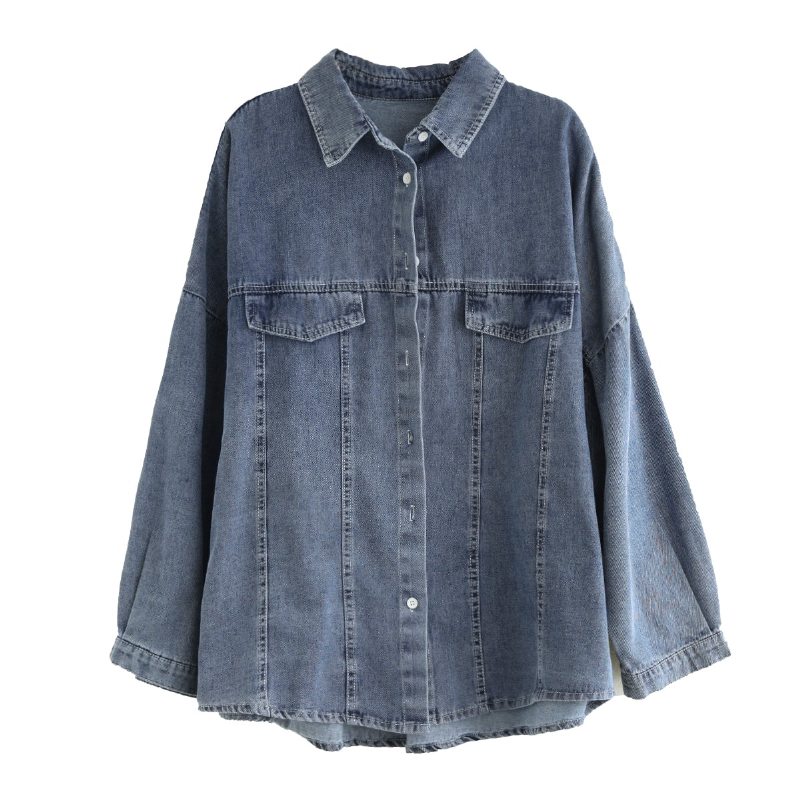 Veste En Jean Ample En Coton Rétro Grande Taille Pour Femme