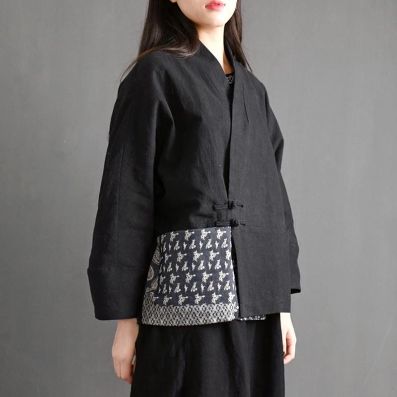 Veste Rétro Courte En Coton Et Lin De Style Chinois