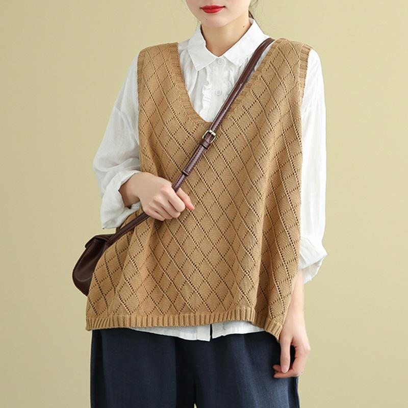 Gilet En Tricot Ample Rétro Pour Femme