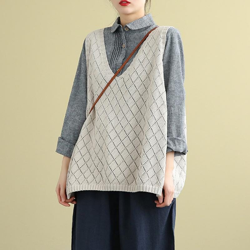 Gilet En Tricot Ample Rétro Pour Femme