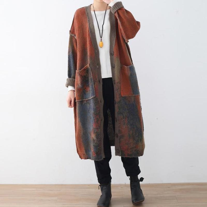 Manteau Long Cardigan Ample Rétro Épais