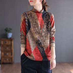 Pull Brossé Patchwork Rétro Automne Hiver