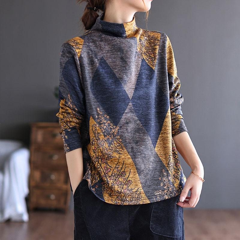 Pull Brossé Patchwork Rétro Automne Hiver