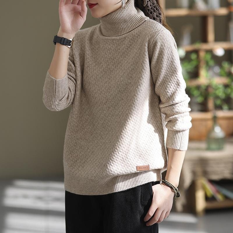 Pull À Col Roulé Rétro Décontracté Pour Femme Automne Hiver