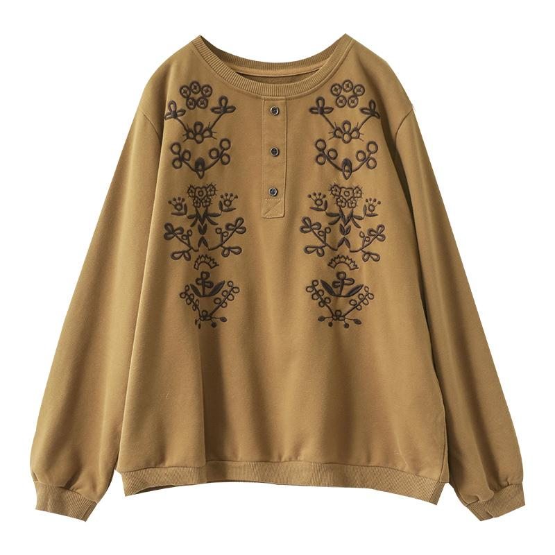 Pull Décontracté En Coton À Broderie Florale Pour Femmes De Printemps