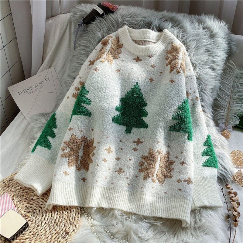 Pull Flocon De Neige De Noël Tricoté D'hiver