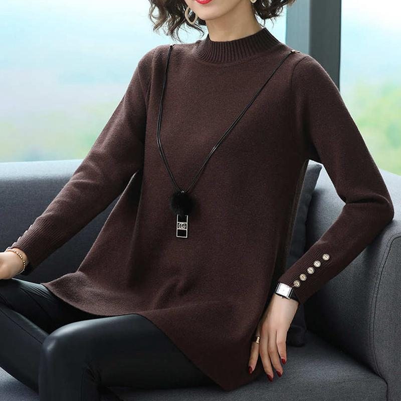 Pull Mi-long En Maille Pour Femme