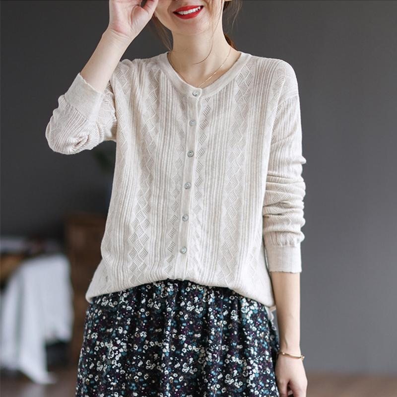 Pull En Tricot De Coton Ample Vintage D'automne