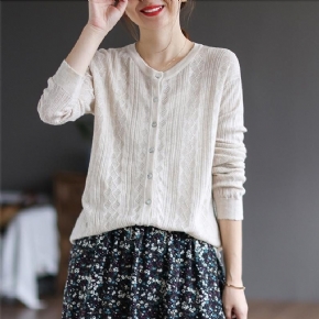 Pull En Tricot De Coton Ample Vintage D'automne