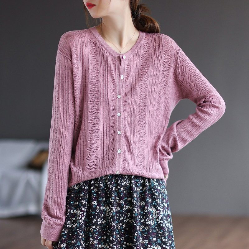 Pull En Tricot De Coton Ample Vintage D'automne