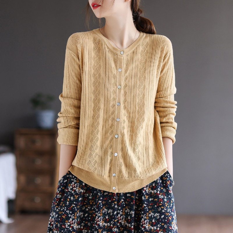 Pull En Tricot De Coton Ample Vintage D'automne