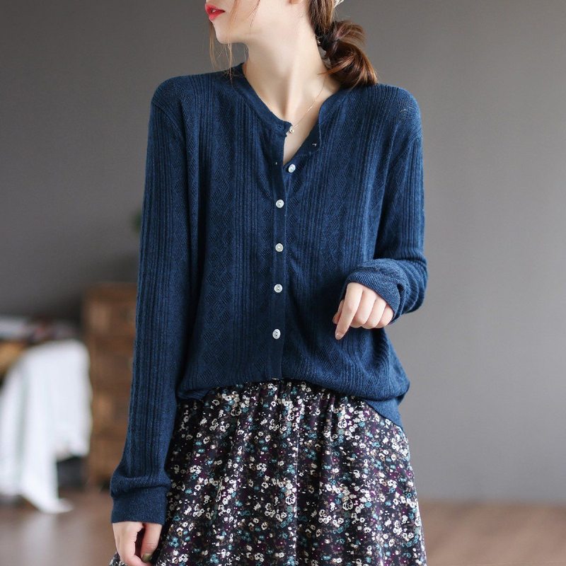 Pull En Tricot De Coton Ample Vintage D'automne