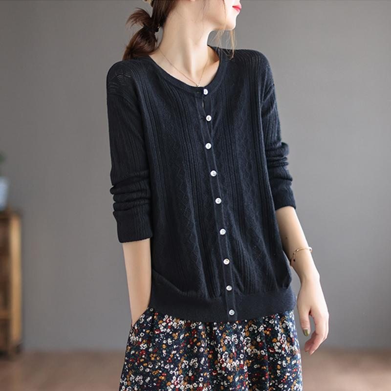 Pull En Tricot De Coton Ample Vintage D'automne