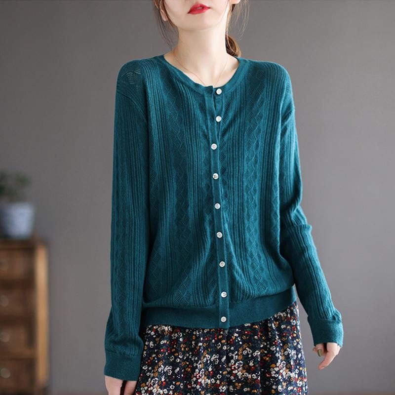 Pull En Tricot De Coton Ample Vintage D'automne