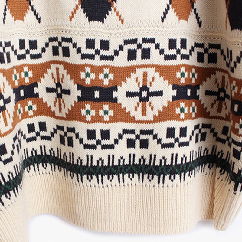 Pull En Tricot Lâche Décontracté Géométrique Vintage