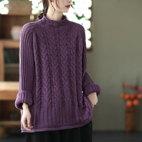 Pull En Tricot Solide Décontracté Pour Femme Automne Hiver