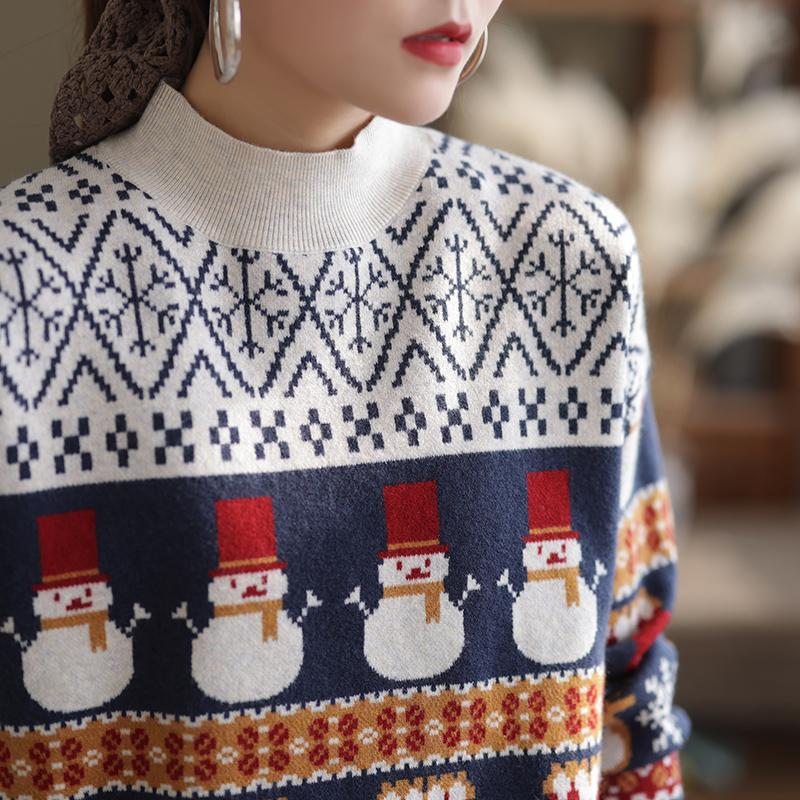 Pull Tricoté En Laine De Style Noël Pour Femmes D'hiver