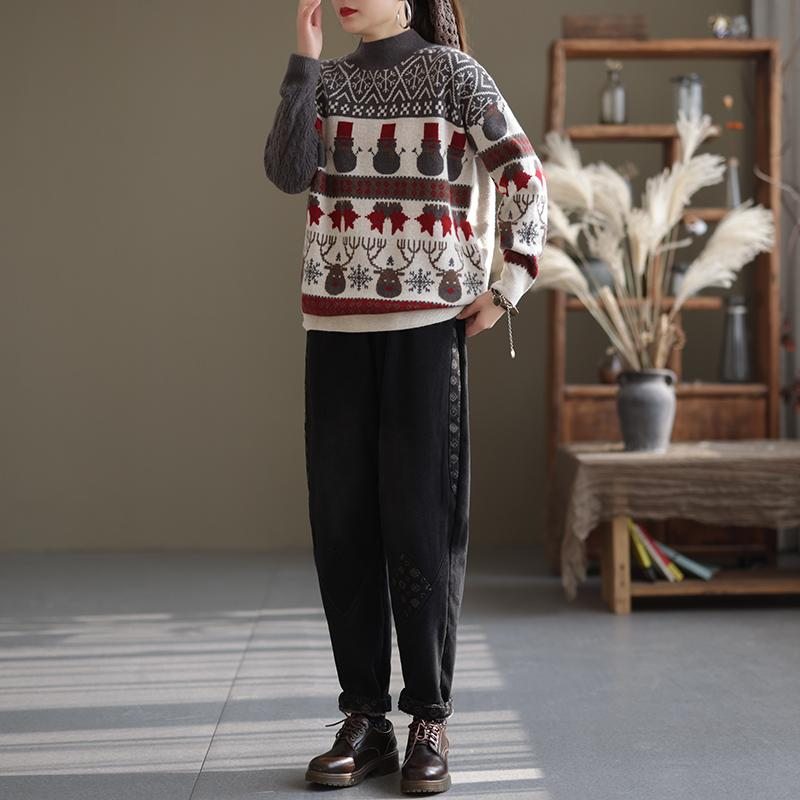 Pull Tricoté En Laine De Style Noël Pour Femmes D'hiver