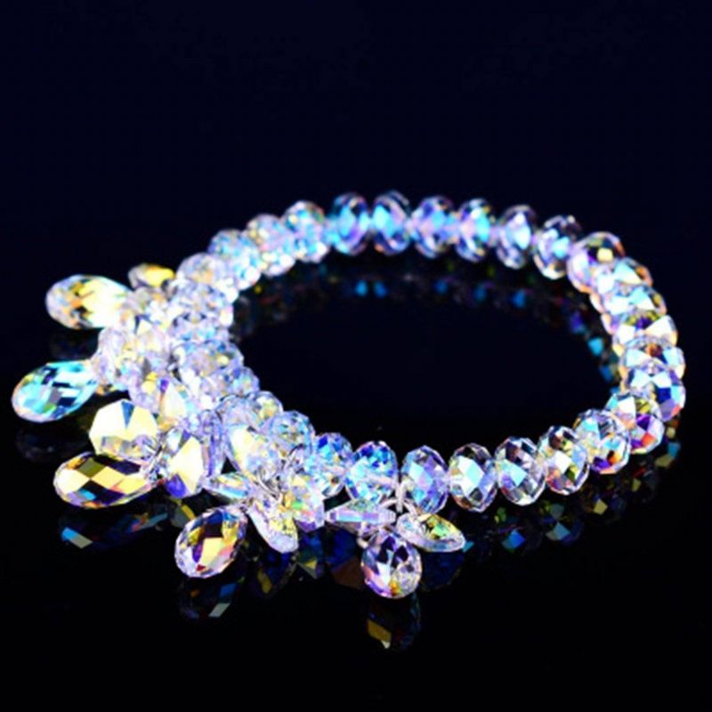 Bijoux En Cristal Autrichien Mariée Mariage Collier De Luxe Bracelet Boucles D'oreilles 3 Pièces