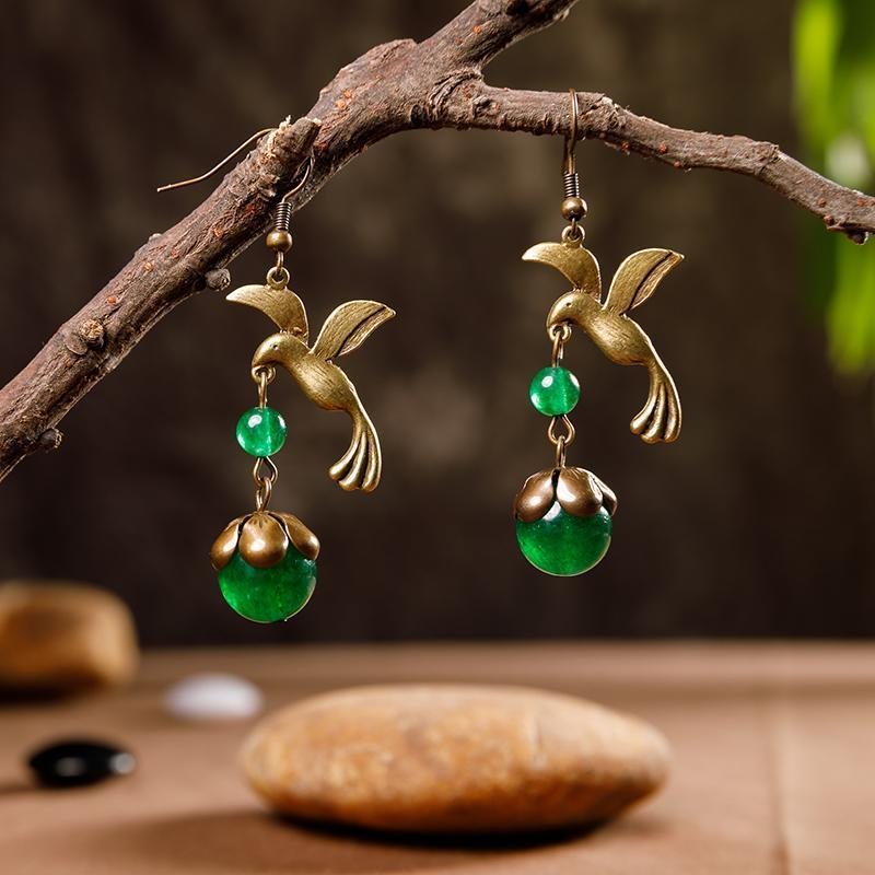 Boucles D'oreilles En Alliage Rétro Pour Femmes Bird And Beads